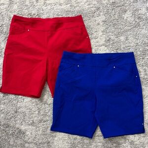 INC International Concepts set of 2 Bundle Red  & Blue Women Pull Over Shorts 14